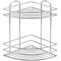 Полка для ванной Tekno-tel BK022SSS 20x20 см, угловая, двойная, серебро