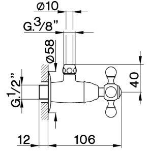 Изображение товара угловой вентиль 1/2"×3/8" cisal ar00146024