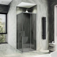 Душевой уголок MaybahGlass MGY-1329-5 90x90 см, профиль матовый хром, стекло графитовое матовое