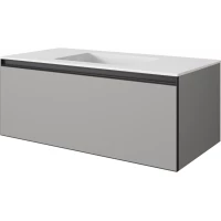 Тумба с раковиной Armadi Art Quatro Luna 790-M1-120-L-A-LED + 793-120-W 121 см, подвесная, с подсветкой, серый матовый