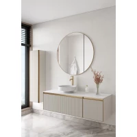 Комплект мебели Armadi Art Quatro Cashmere 790-M2-140-CM-RIB-MG + 792-140-W + 801-CLCT + 545-100-MG 141 см L, подвесной, со столешницей, кашемир матовый