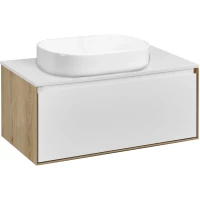 Тумба с раковиной дуб эльвезия/белый глянец 89 см Акватон Либерти 1A2799K3LY010