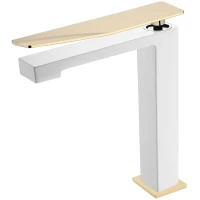 Смеситель для раковины Boheme Q 142-WG.2 белый глянец/золотой