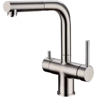 Смеситель для кухни Grocenberg GB4097NK с подключением к фильтру, выдвижным изливом, никель