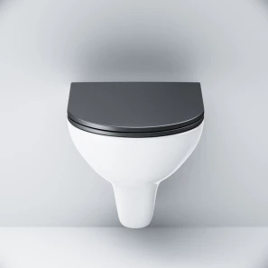 Изображение товара подвесной безободковый унитаз с сиденьем микролифт am.pm gem c901700scmb