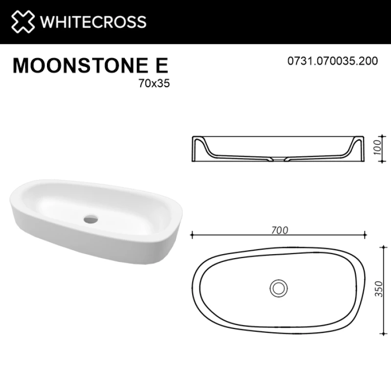 Раковина 70x35 см Whitecross Moonstone E 0731.070035.200
