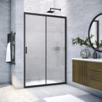 Душевая дверь Vegas Glass ZP Novo h2000 120 02M Moru 120 см, профиль черный матовый, стекло рифленое