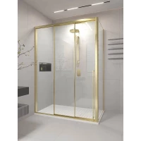 Душевой уголок Veconi Premium Prato PR3/L-SP-16090-01-G-C4 160x90 см L, профиль золотой матовый, стекло прозрачное
