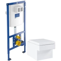 Комплект подвесной унитаз Grohe Cube Ceramic 3924400H + 39488000 + система инсталляции Villeroy & Boch 92246100