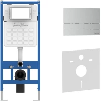 Инсталляция для унитаза Iberica Blanca Silencio Inox-S IB001.016.01 с кнопкой смыва, матовый хром