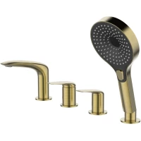 Смеситель на борт ванны Cezares Metauro METAURO-BVD4-BORO с душевым гарнитуром, золотой матовый