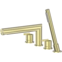 Смеситель на борт ванны Abber Perfekte 316 AF8A13BG с душевым гарнитуром, золотой матовый