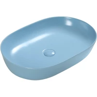 Раковина-чаша SantiLine SL-1017BL 60,5x41,8 см, накладная, голубой матовый