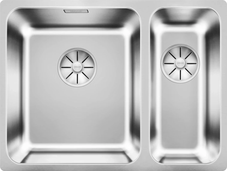 кухонная мойка blanco pleon 6 infino алюметаллик 521681 Кухонная мойка Blanco Solis 340/180-U InFino полированная сталь 526129