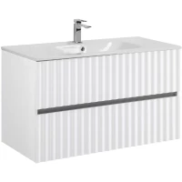 Тумба под раковину Art&Max Elegant AM-ELEGANT-1000-2C-SO-BM-LED 100 см, подвесная, с LED-подсветкой ручек, белый матовый