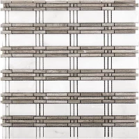 Мозаика Natural S-line KB-P31 (XY-M031G-31P) Мрамор белый, серый, поверхность полированная 30,5x30,5