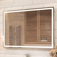 Зеркало Vigo Geometry Media Voice 052 120x70 см, с LED-подсветкой, сенсорным выключателем, антизапотеванием, часами