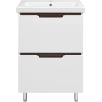 Тумба под раковину Misty Лайм Э-Лай01060-2Я 56,8 см, напольная, белый глянец/белый матовый