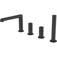 Смеситель на борт ванны BelBagno Uno UNO-BVD4-NERO с душевым гарнитуром, черный матовый