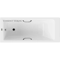 Ванна чугунная Vinsent Veron Tampa VTP1707042H/VH0012BL-AS 170x70 см, с ручками, антискользящим покрытием, белый