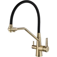 Смеситель для кухни Zorg SH 903-6 BRONZE с подключением к фильтру, гибким изливом, бронза