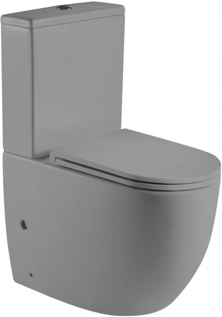 Унитаз-компакт безободковый с сиденьем микролифт WeltWasser Merzbach 001MT-GR донный клапан с переливом weltwasser 001mt wt