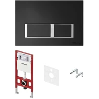 Инсталляция для унитаза Tece TECEspring V S955202 с кнопкой смыва, черный матовый/хром/черный матовый