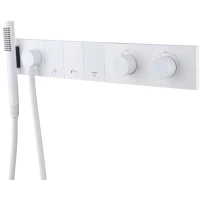 Термостат для ванны Boheme Zodiac 133-SYS-MW встраиваемый, с душевым гарнитуром, белый матовый