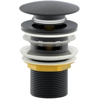 Донный клапан для раковины Wonzon & Woghand WW-88SS01-BGM с переливом, темный графит матовый