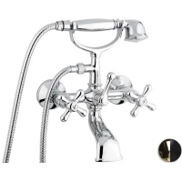 Смеситель для ванны Emmevi Deco Classic 12011/NO с душевым гарнитуром, золотой/черный