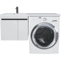 Тумба с раковиной Uperwood Magenta 52490000013 120 см L, подвесная, над стиральной машиной, белый матовый/графит матовый
