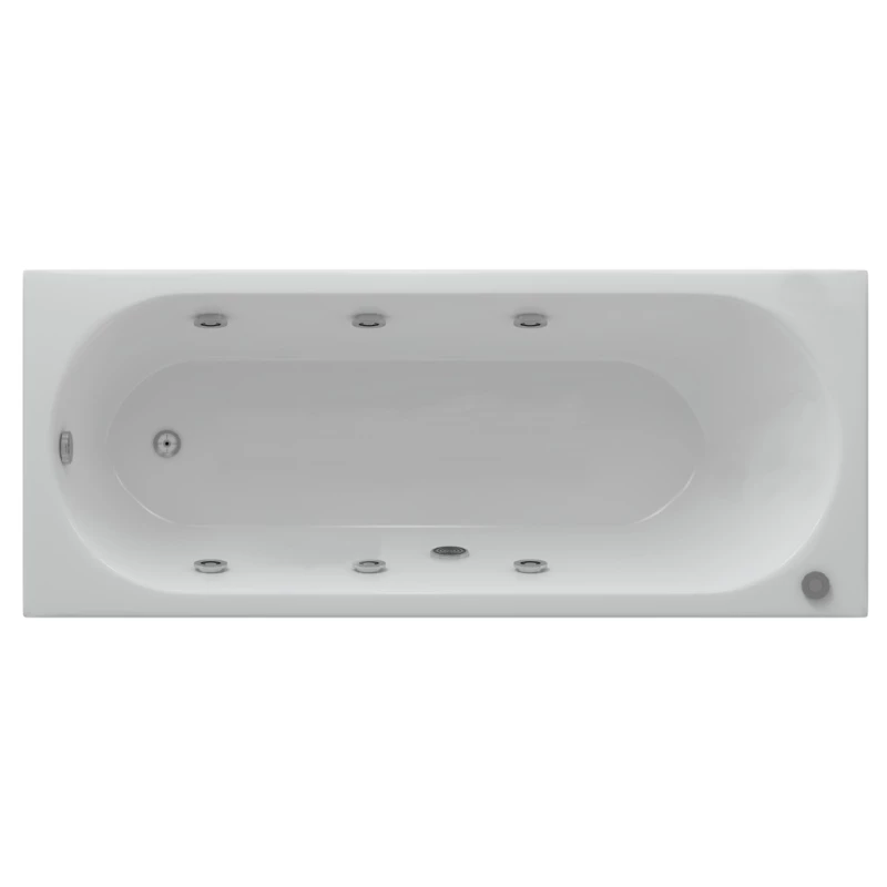 Акриловая гидромассажная ванна 160x70 см пневматическое управление плоские форсунки Aquatek Оберон-160