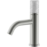 Смеситель для раковины Boheme Stick Mramor Grey 121-NB-MR-GR никель матовый/серый мрамор