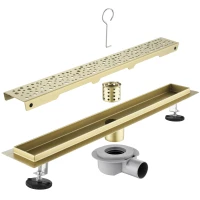 Душевой трап (лоток) Savol S-DL03C-80 80 см, с решеткой, перфорированный, золотой матовый