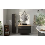 Комплект мебели серый матовый 100 см со столешницей бук светлый Jorno Wood Wood.01.100/P/GR + Wood.06.100/LW + 0235888 + Wood.02.50/TK