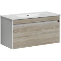 Тумба с раковиной дуб бардолино/белый глянец 101 см Sancos Smart SM100E + CN7003