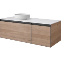 Тумба с раковиной Armadi Art Quatro Willow 790-M2-120-W-A + 792-120-W + 801-MW 121 см L , подвесная, со столешницей, ива