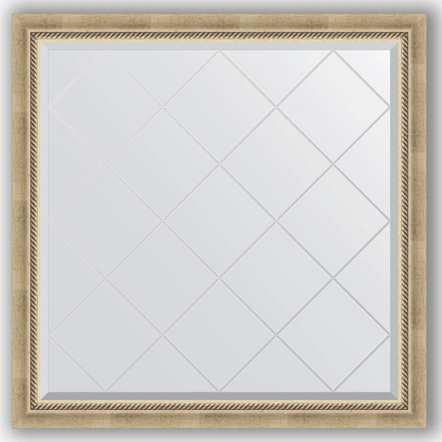 Зеркало 103x103 см состаренное серебро с плетением Evoform Exclusive-G BY 4433