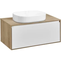 Тумба с раковиной дуб эльвезия/белый глянец 89 см Акватон Либерти 1A2799K3LYC70