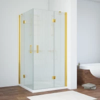 Душевой уголок Vegas Glass AFA TUR NOVO h1890 80 09 Moru 80x80 см, профиль золотой, стекло рифленое