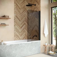 Шторка на ванну Vegas Glass EV NOVO 60 02M 07 61 см, профиль черный матовый, стекло графитовое