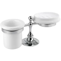 Стакан для зубных щеток с мыльницей Cezares Olimp OLIMP-STT-01-M настольный, хром