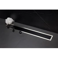 Душевой трап (лоток) Pestan Confluo Premium Black Glass Line 13000294 75 см, с решеткой, щелевой, матовый хром/черный глянец
