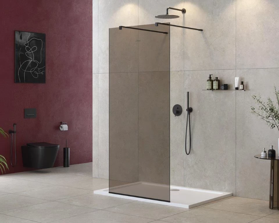 

Душевая перегородка Cezares Liberta LIBERTA-L-2-110-120-BR-NERO 110 см, профиль черный матовый, стекло бронза