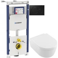 Комплект подвесной унитаз Villeroy & Boch Avento 5656HR01 + система инсталляции Geberit 111.362.00.5 + 115.770.DW.5