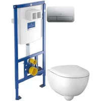 Комплект подвесной унитаз Geberit Renova Compact 500.803.00.1 + система инсталляции Villeroy & Boch 92246100 + 92249061