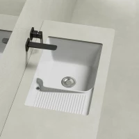 Раковина Abber Rechteck AC2226L 64x42 см L, над стиральной машиной, встраиваемая снизу, белый