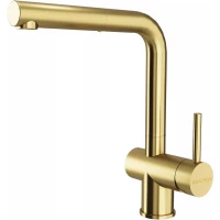 Смеситель для кухни Paulmark Dosse Do214418-LG с выдвижным изливом, светлое золото