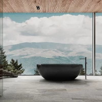 Ванна из полиэфирной смолы Vincea VBT-6T01B 170x75 см, отдельностоящая, черный