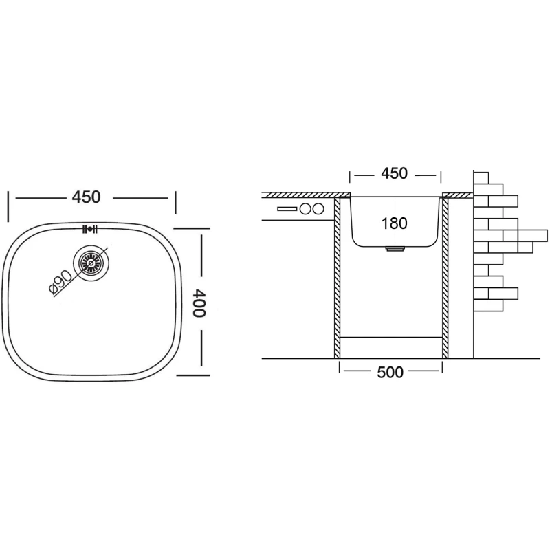 Кухонная мойка полированная сталь Ukinox Модерн MOP450.400 -GT8C